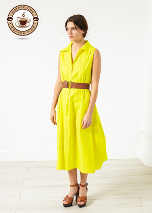 Balloon Cotton Dress in Yellow