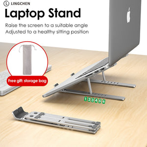 LINGCHEN Laptop Holder for MacBook Air Pro Notebook Laptop Stand Bracket Foldable Aluminium Alloy Laptop Holder for PC Notebook